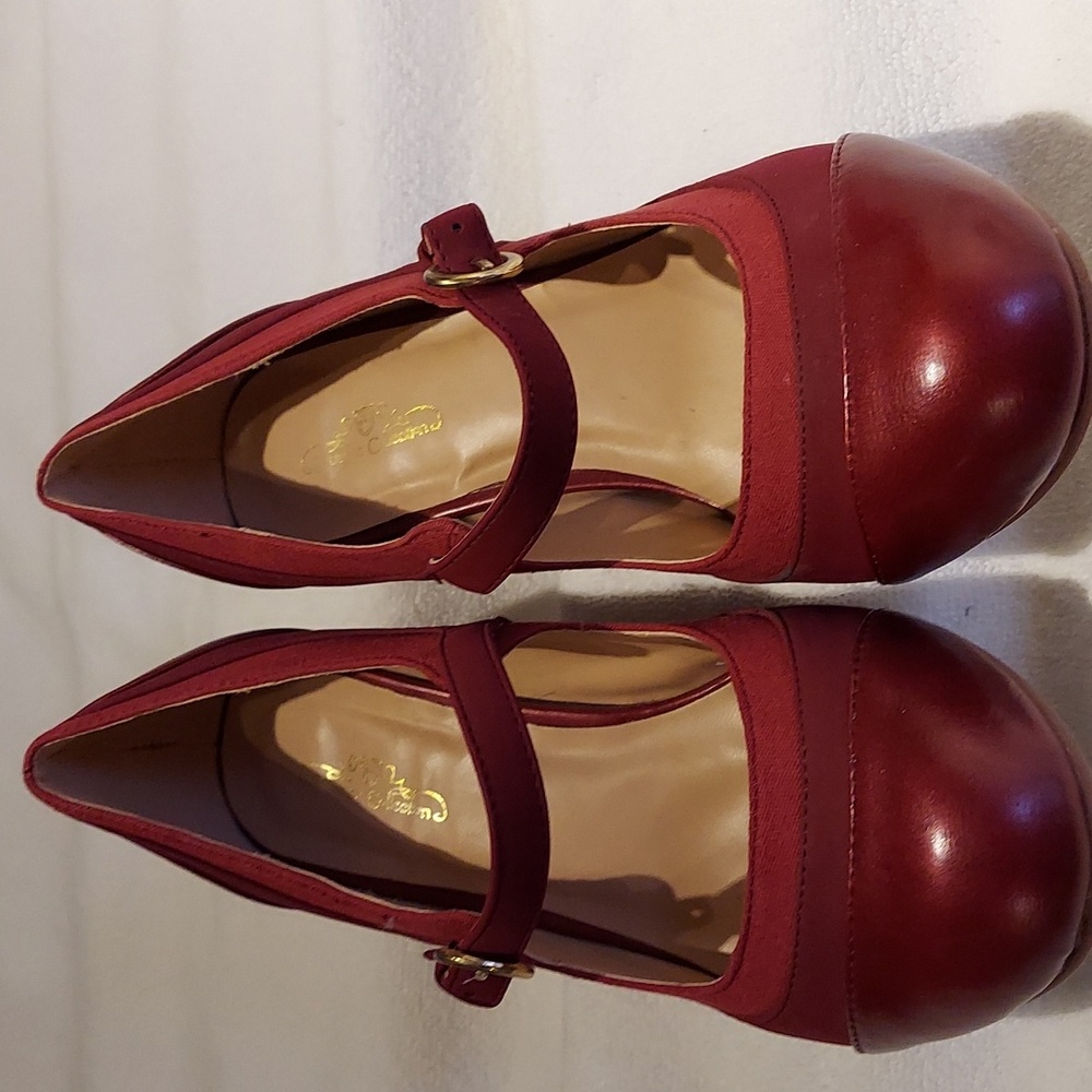 Woman's red Mary Jane style shoes, size 8.5 M.